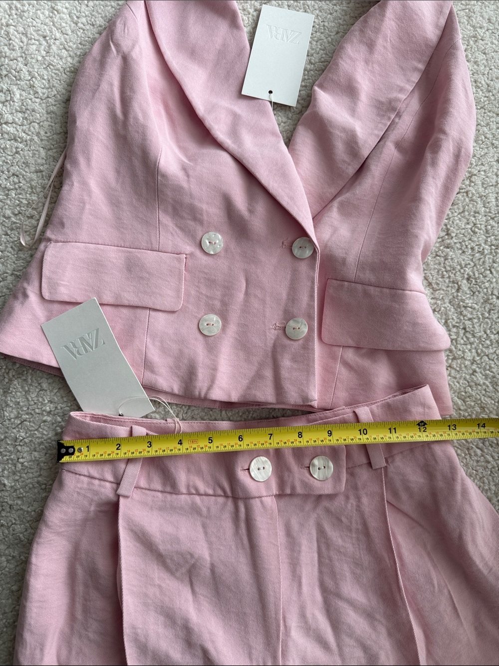 Zara Double-Breasted Sleeveless Pink Top and Pants Wide Legs Size 4 - Picture 10 of 16